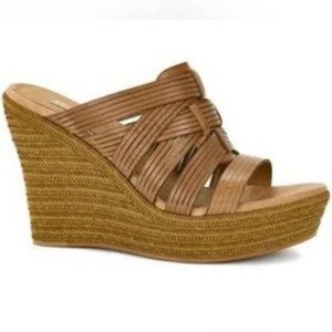 UGG MELINDA BRAIDED LEATHER WEDGE PLATFORM SANDAL 7.5